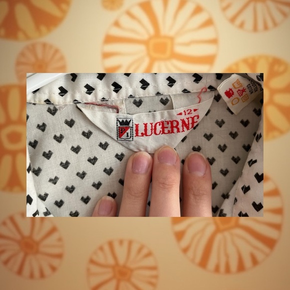 60s heart print blouse by Lucerne - Picture 3 of 3